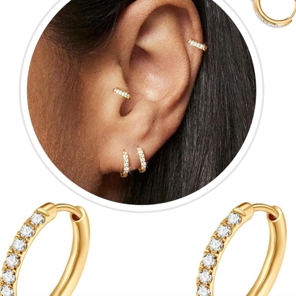 Elegant Gold Hoop Earrings with Crystals